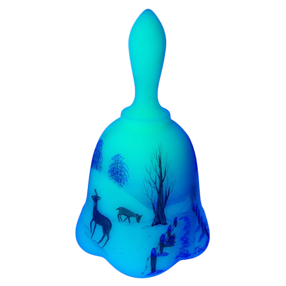 Fenton Bell 1979 Christmas Classics 7466 NC Custard Glass Glows In Box - Picture 5 of 9